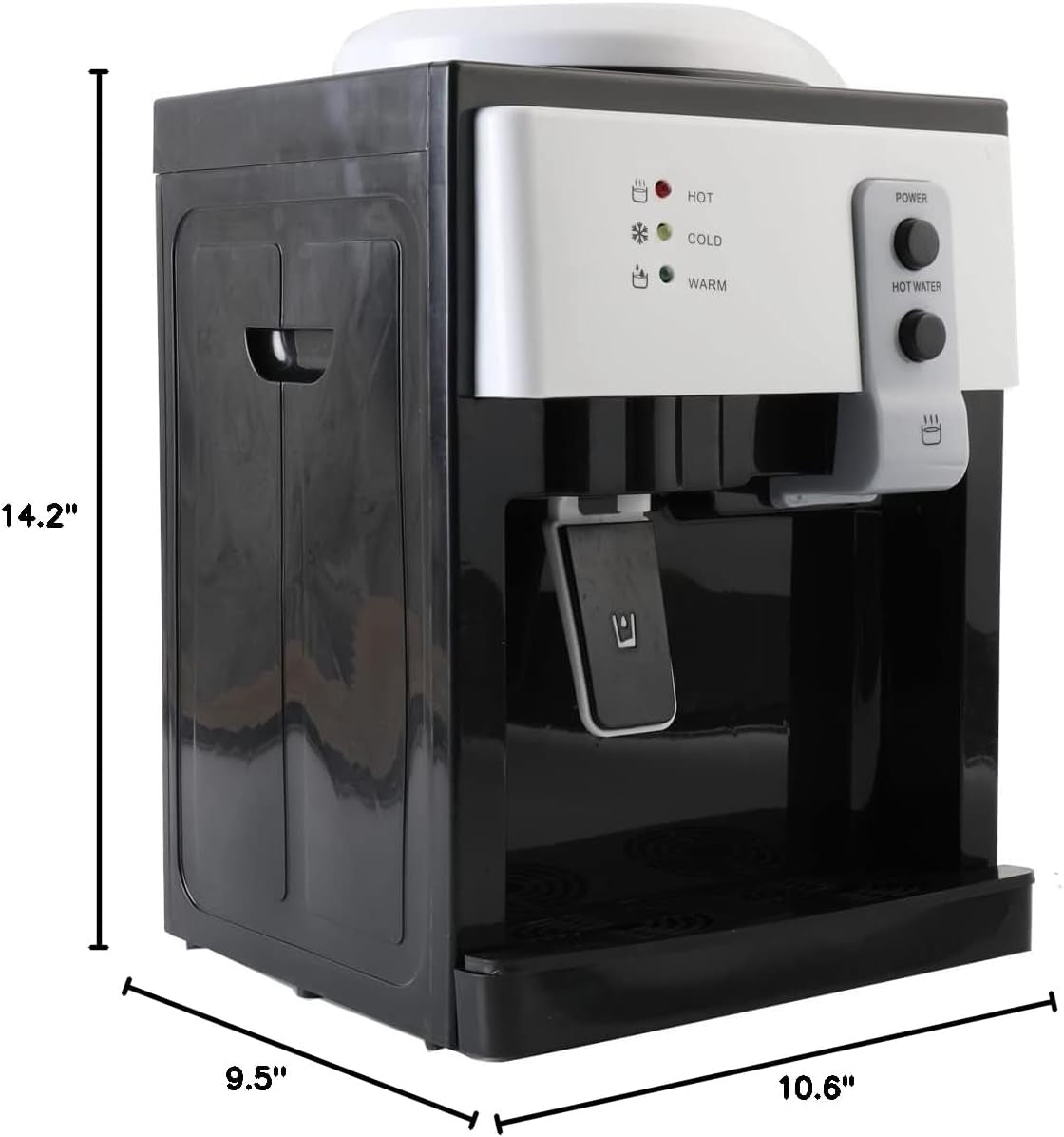 Top Loading Water Cooler Water Dispenser Countertop Water Cooler Dispenser- Hot Cold and Room Temperature Water, Holds 1.2 to 5 Gallon Bottles for Home/Office/Dormitory Use