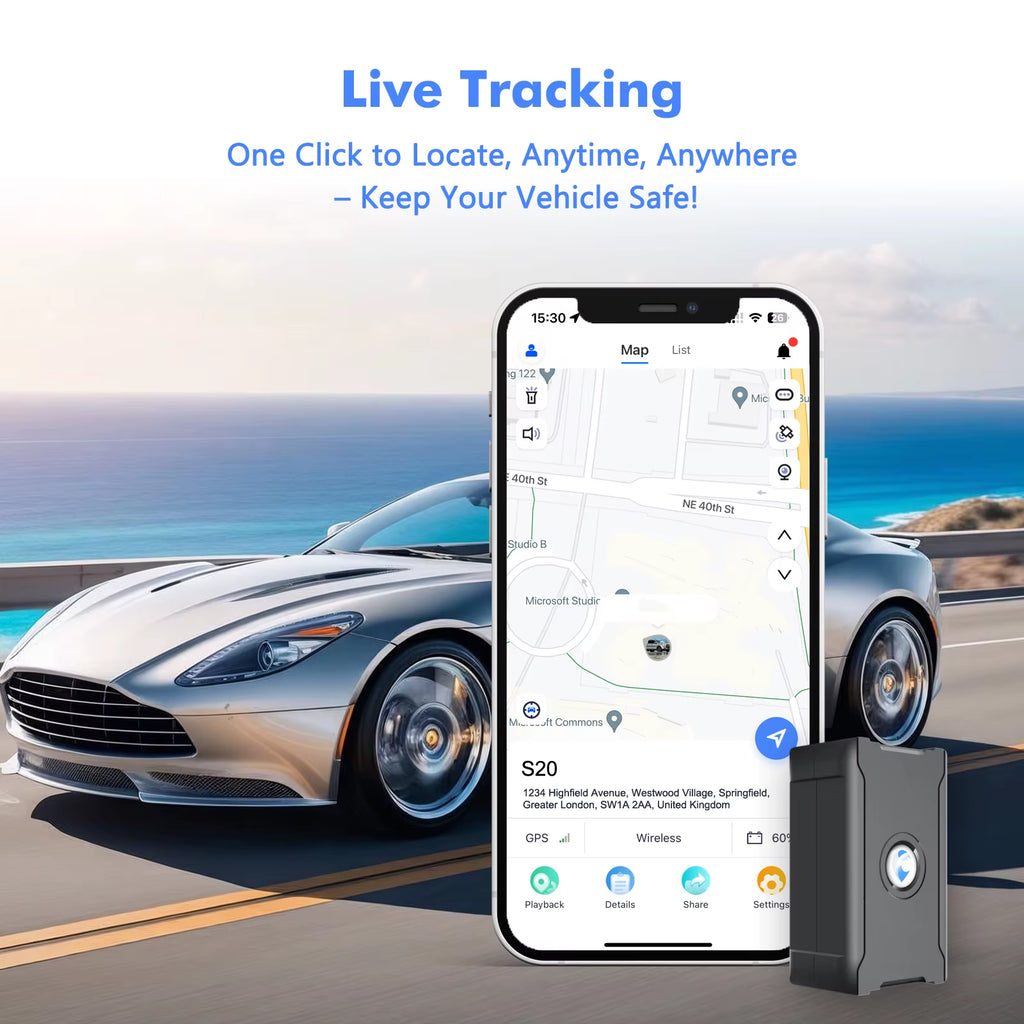 ‌15 Days Battery Vehicle GPS Tracker Anti-Theft Tracking Locator with Service Fee for Truck/Car/Moto/Luggage Security Protection