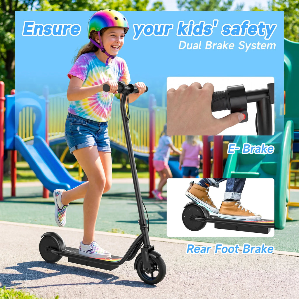 HC01 Electric Scooter for Kids, 250W Kids Electric Scooter Max Speed 9 MPH & 10-15 Miles, Gift for Kid Ages 8 +, Pink