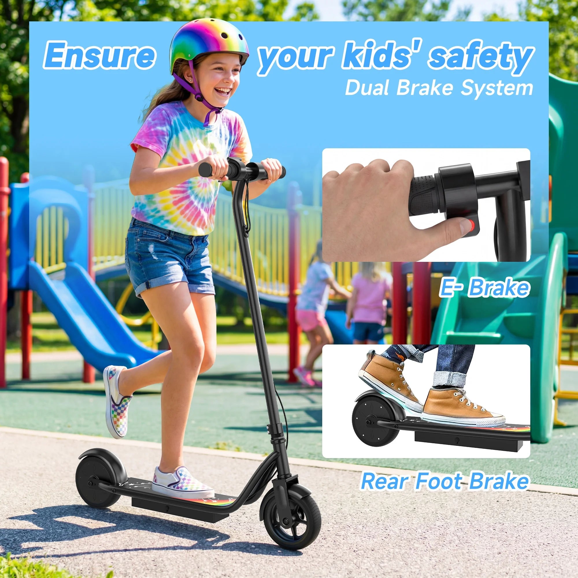 HC01 Electric Scooter for Kids, 250W Kids Electric Scooter Max Speed 9 MPH & 10-15 Miles, Gift for Kid Ages 8 +, Pink